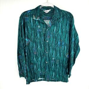 Vintage Reef Hawaiian Button Down Shirt Size Small Tropical